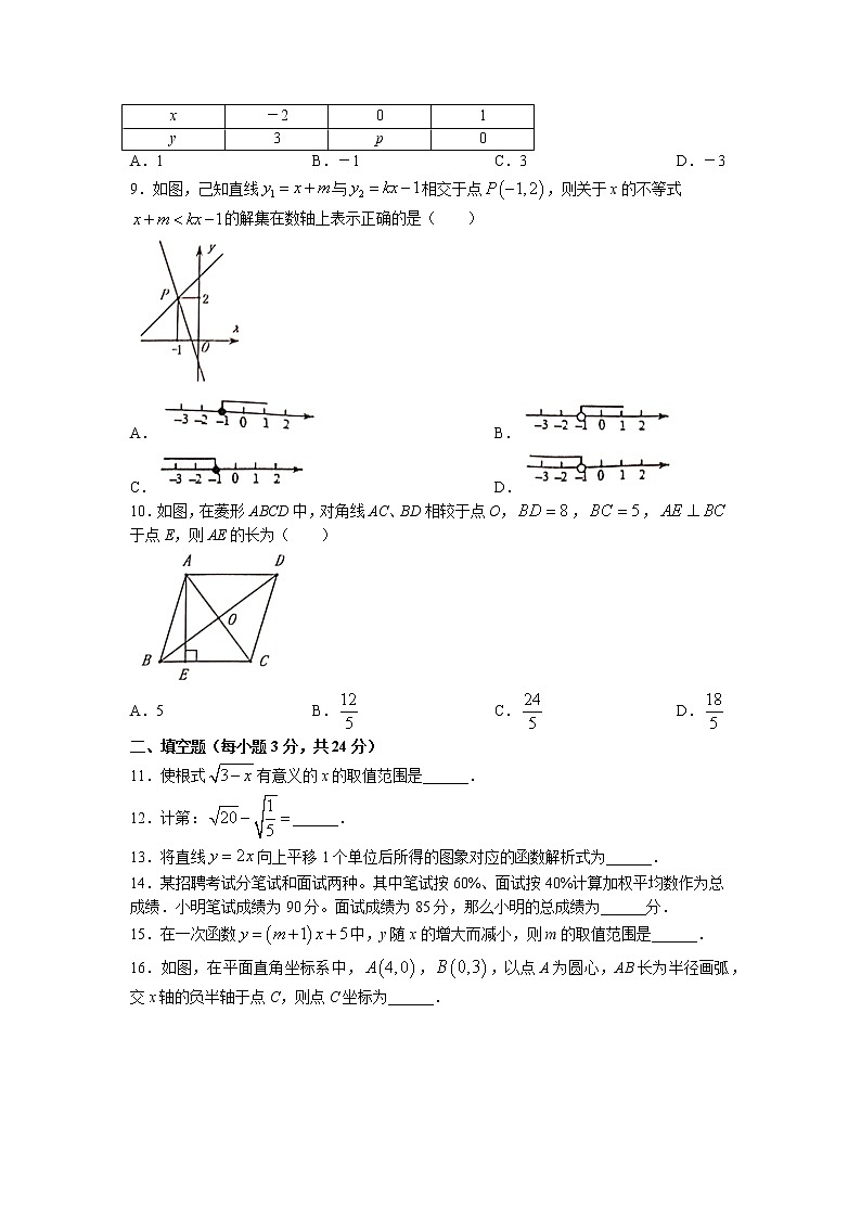安徽省淮南市东部地区2021-2022学年八年级下学期期末数学试题（含答案）02