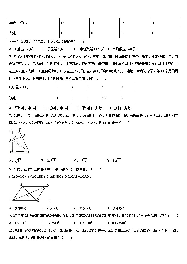 2022届河北省张家口市蔚县中考数学全真模拟试题含解析02
