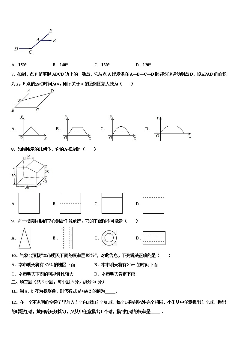 2022届河北省唐山市友谊中学中考五模数学试题含解析02