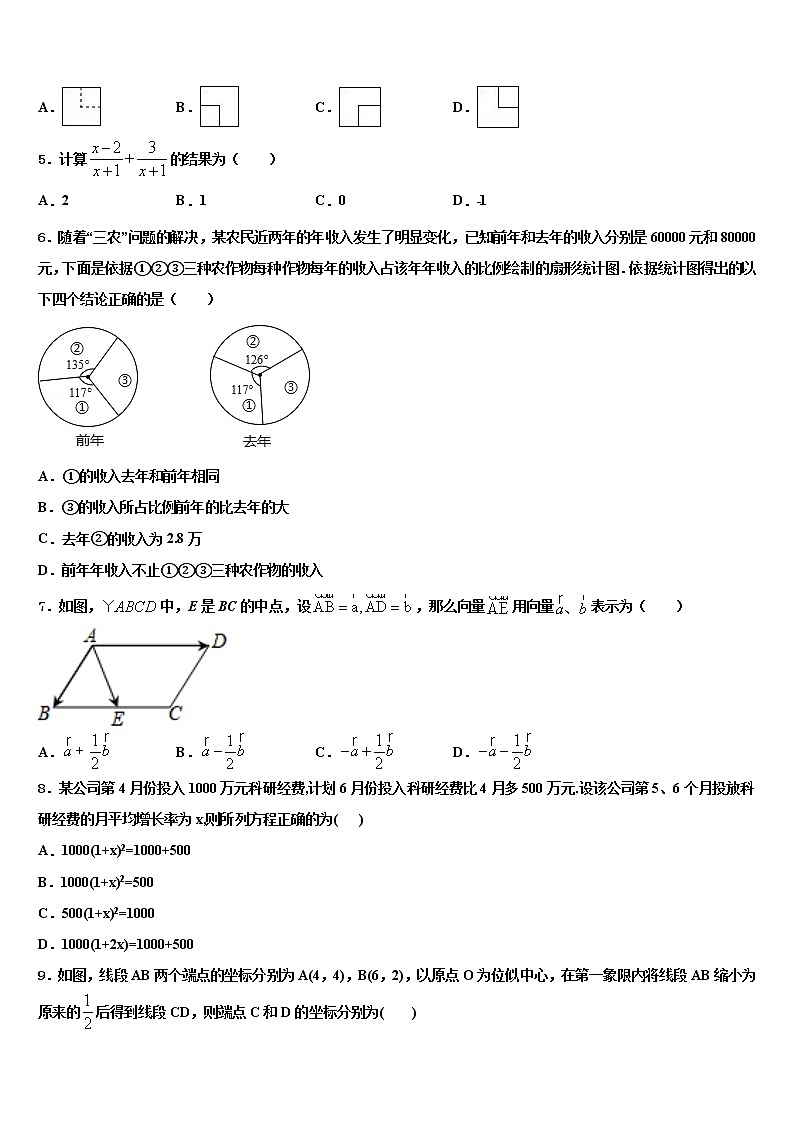 2022届黑龙江省哈尔滨道外区四校联考中考试题猜想数学试卷含解析第2页