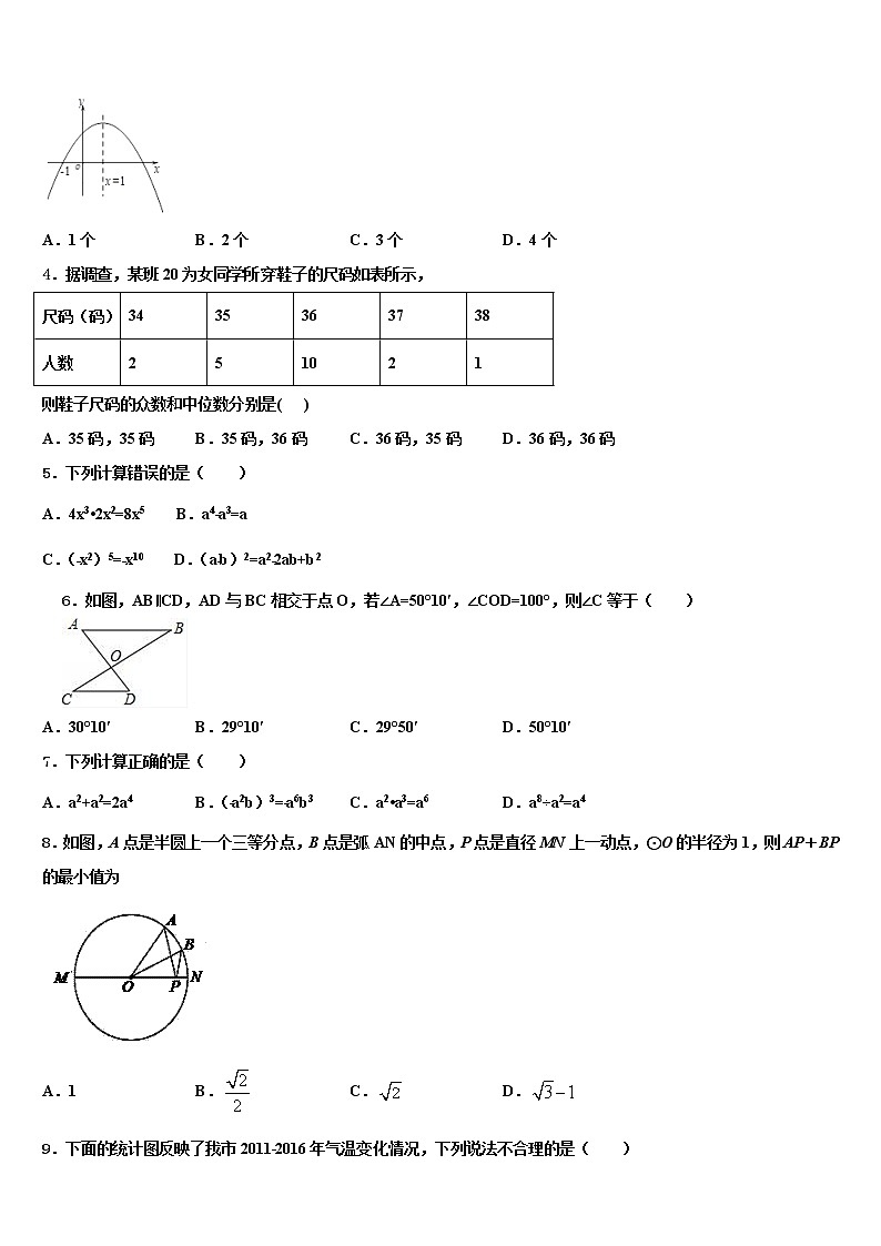 2022届湖北省恩施土家族苗族自治州文斗民族初级中学毕业升学考试模拟卷数学卷含解析02