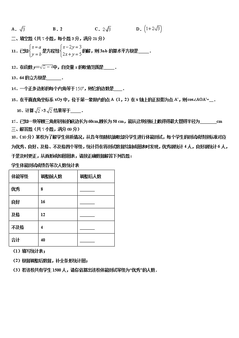 2022届湖北省武昌区粮道街中学初中数学毕业考试模拟冲刺卷含解析03