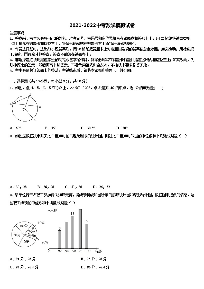 2022届湖南省新邵县中考数学全真模拟试题含解析第1页