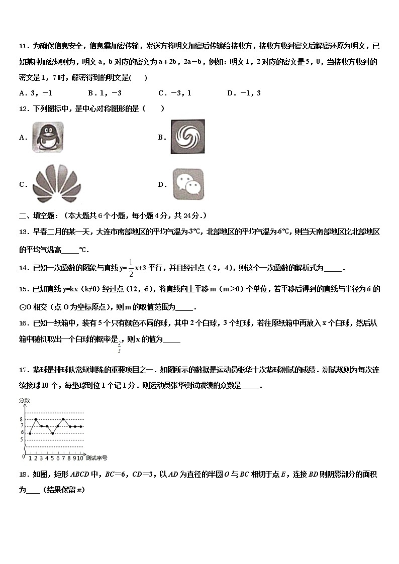 2022届湖南省郴州市名校中考数学四模试卷含解析03