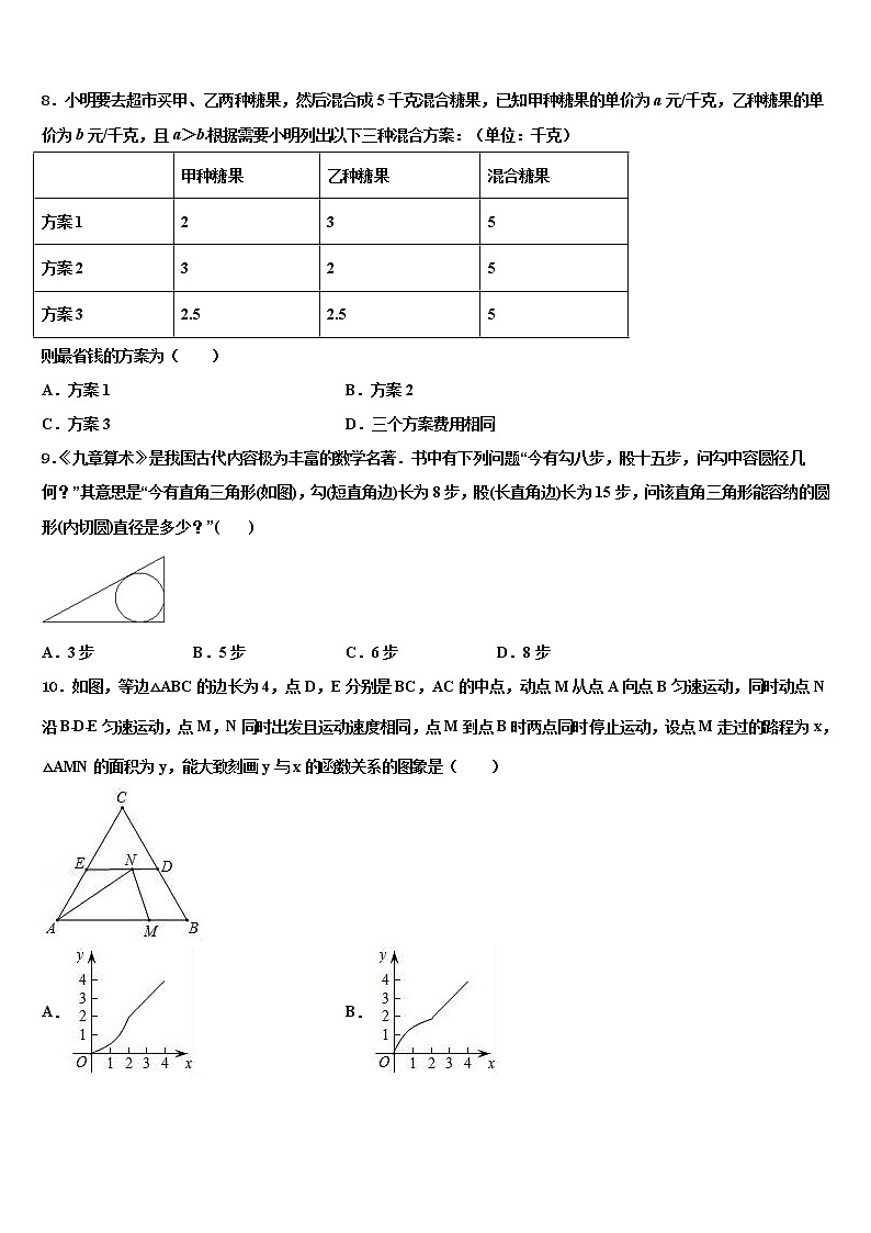 2022届吉林省通化市外国语学校中考三模数学试题含解析第3页