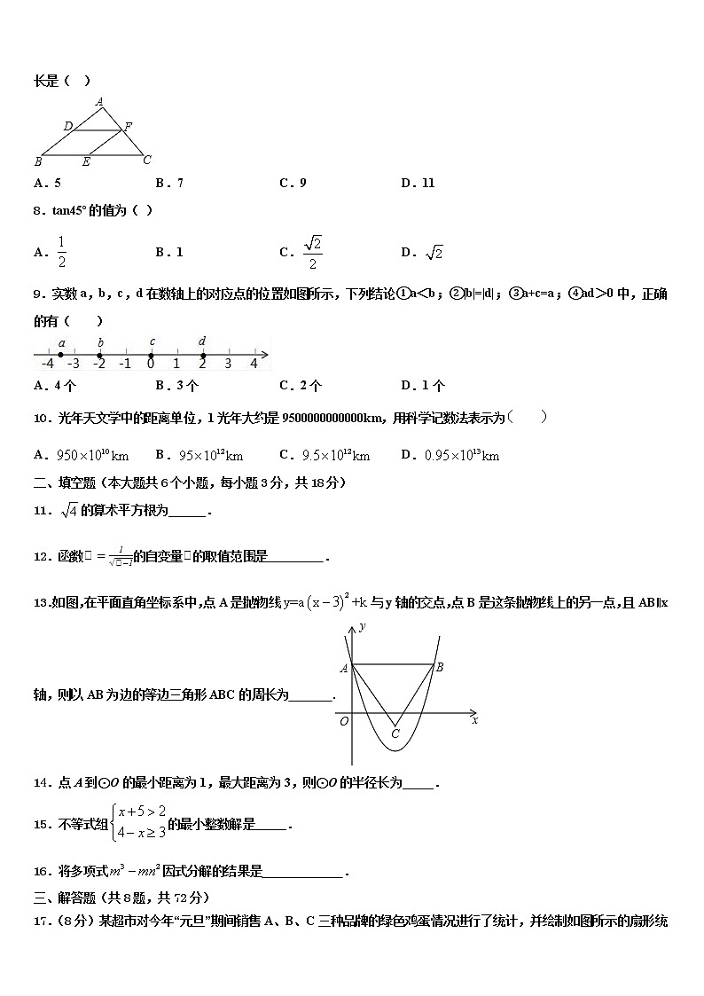 2022届吉林省长春市高新区重点中学中考五模数学试题含解析第2页