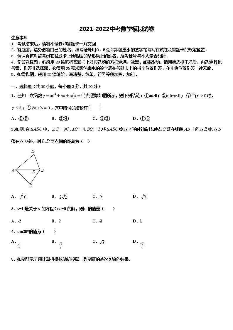 2022届吉林省长春市教研室重点达标名校中考数学猜题卷含解析01