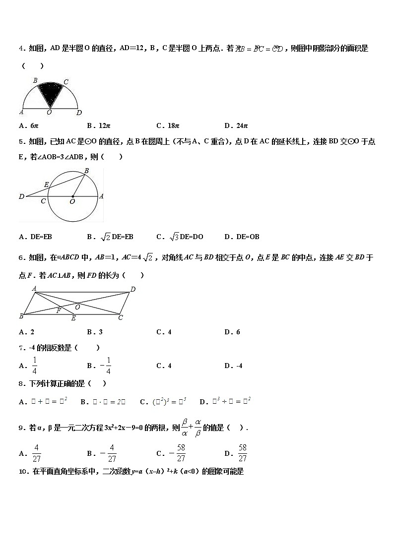 2022届吉林省四平市伊通县重点中学中考数学模拟精编试卷含解析02