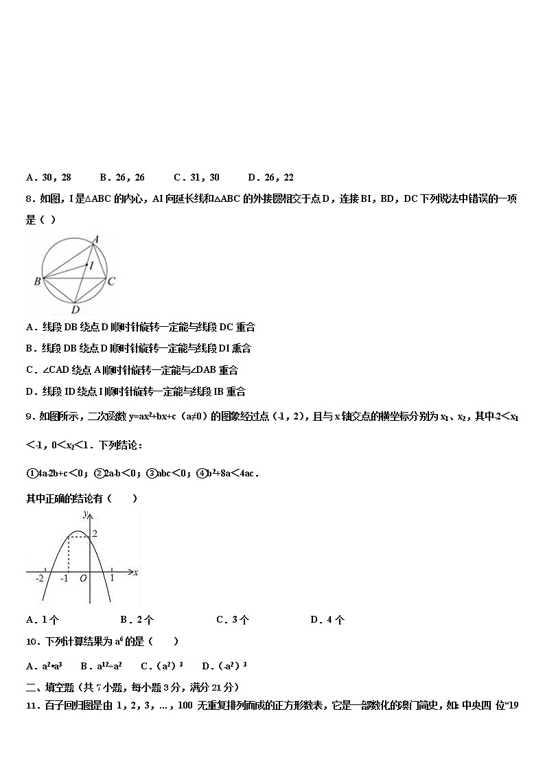 2022届江苏省姜堰区溱潼二中中考数学五模试卷含解析02