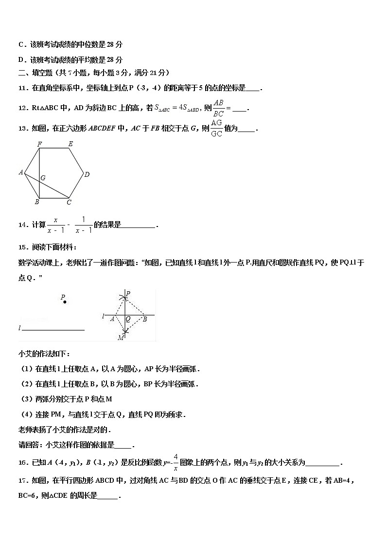 2022届江西省鄱阳县达标名校中考押题数学预测卷含解析03
