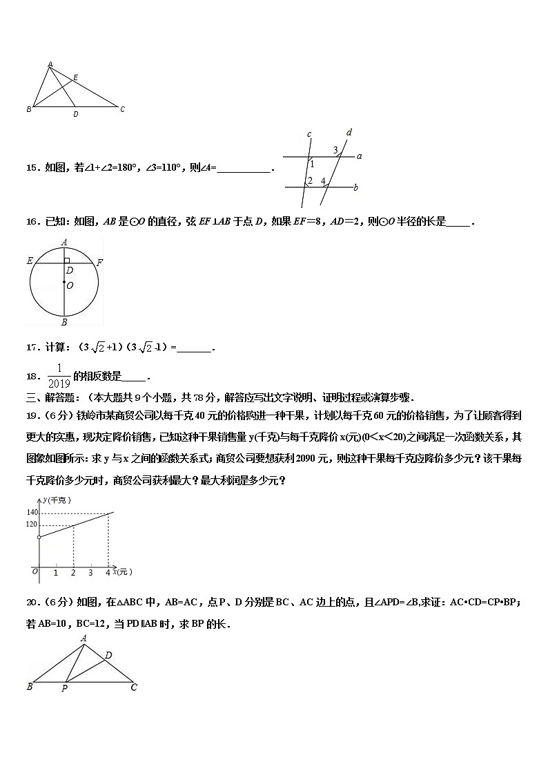 2022届梅州市重点中学中考数学模试卷含解析第3页