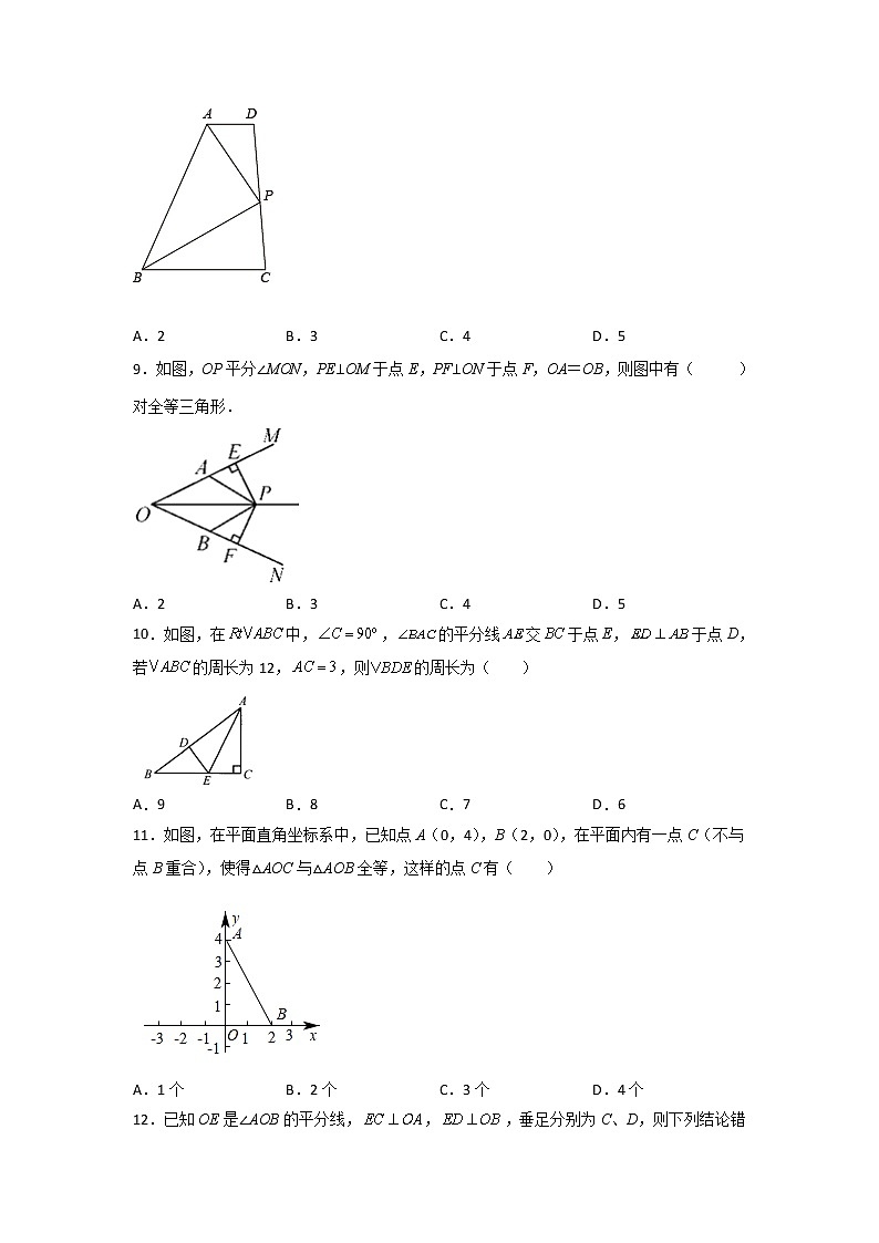 第02天：全等三角形-2022年暑假人教版八升九数学培优提高训练（原卷版）第3页