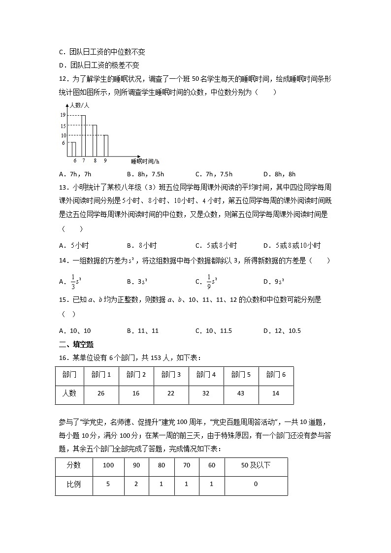第10天：数据的分析-2022年暑假人教版八升九数学培优提高训练（原卷版）第3页
