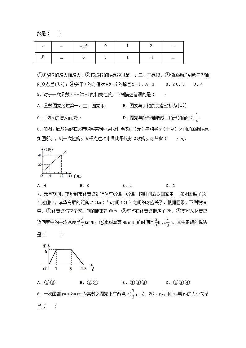 第09天：一次函数-2022年暑假人教版八升九数学培优提高训练（原卷版）第2页
