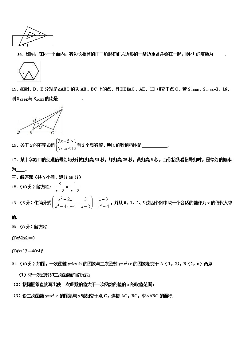 2022届山东省滨州市部分校中考数学考试模拟冲刺卷含解析03