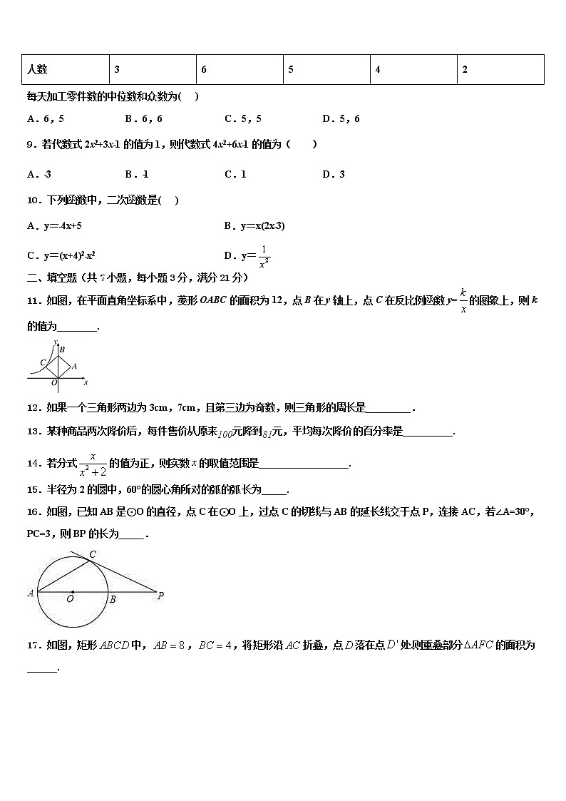 2022届山东省青岛市广雅中学中考一模数学试题含解析02