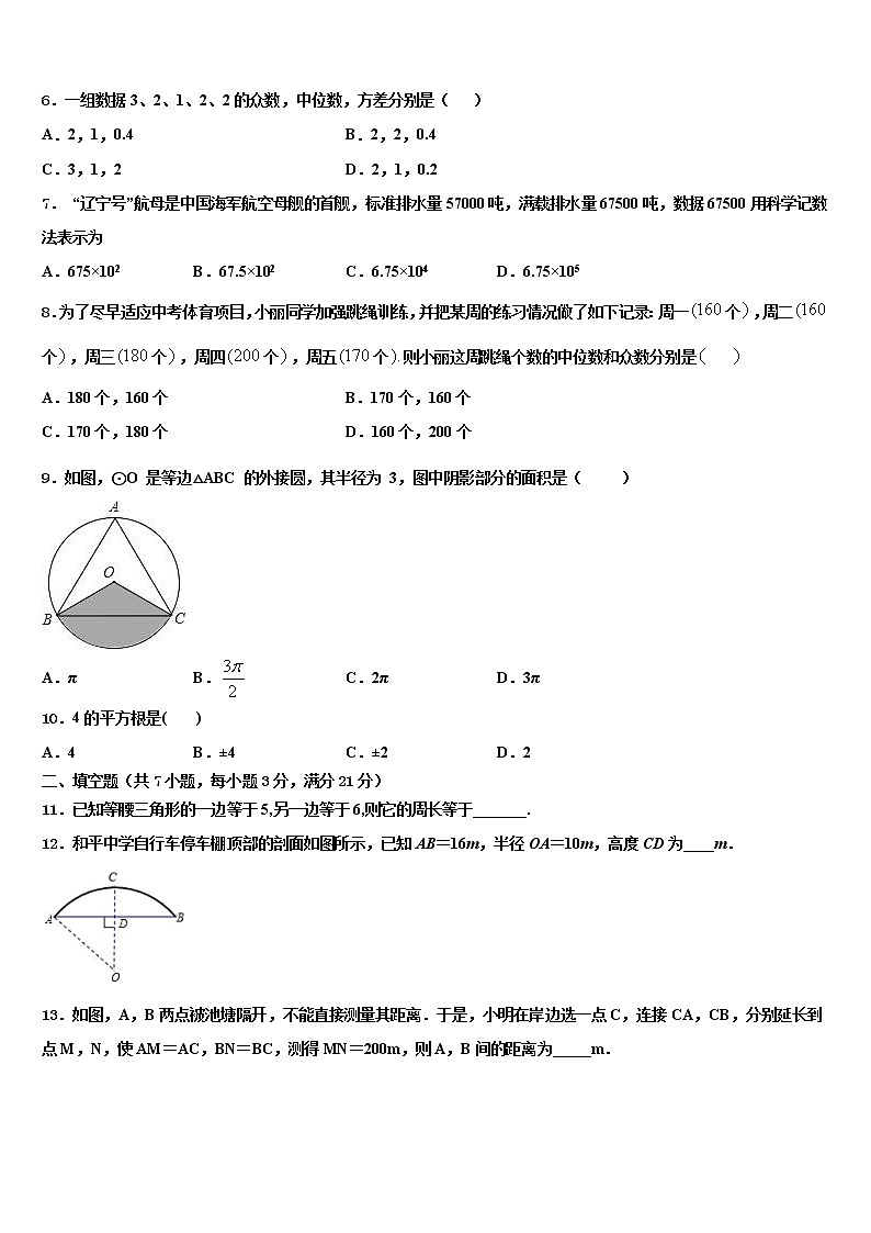 2022届山东省潍坊市寿光市中考三模数学试题含解析02