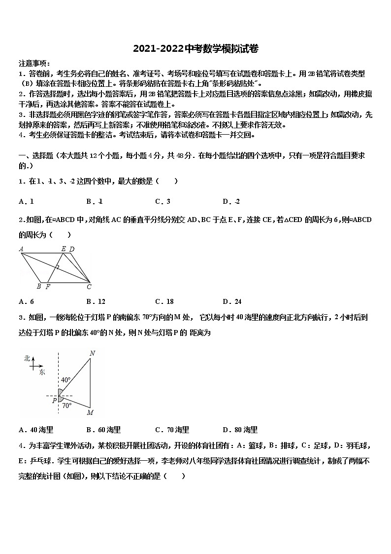 2022届山东淄博市沂源县市级名校中考考前最后一卷数学试卷含解析第1页