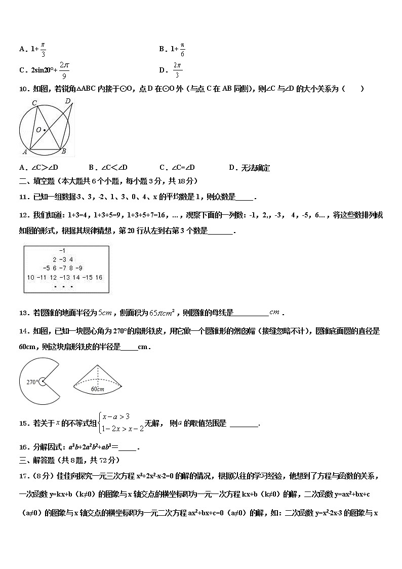 2022届山东省邹平县中考二模数学试题含解析03