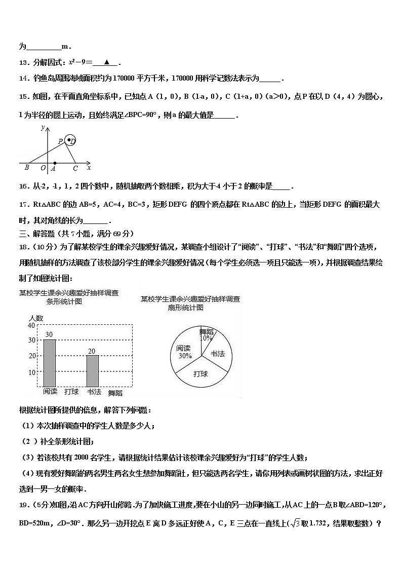2022届濉溪县重点达标名校中考数学考前最后一卷含解析03
