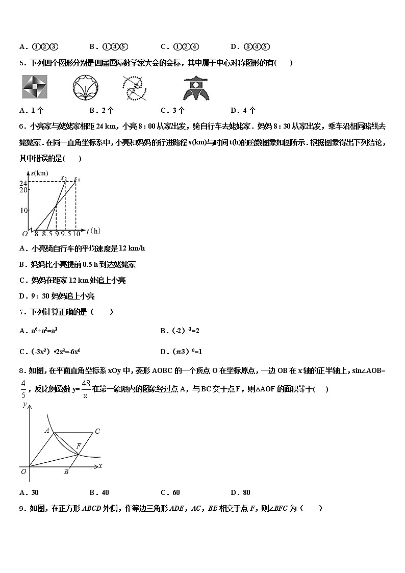 2022届苏州高新区实验重点达标名校中考数学模拟预测题含解析02