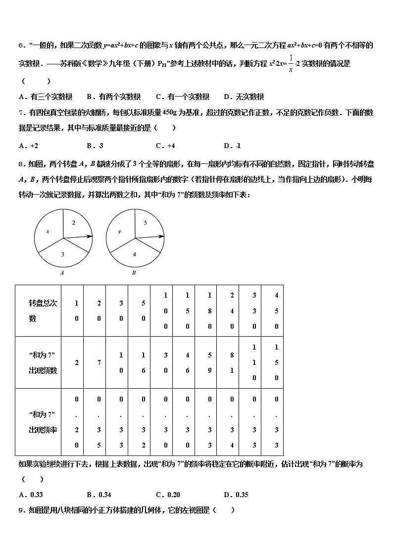 2022届新疆维吾尔自治区伊犁哈萨克自治州伊宁县重点中学中考数学模拟预测试卷含解析02