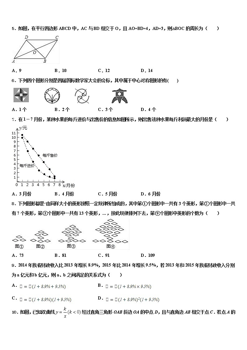 2022届浙江省台州黄岩区六校联考中考数学模拟试题含解析02