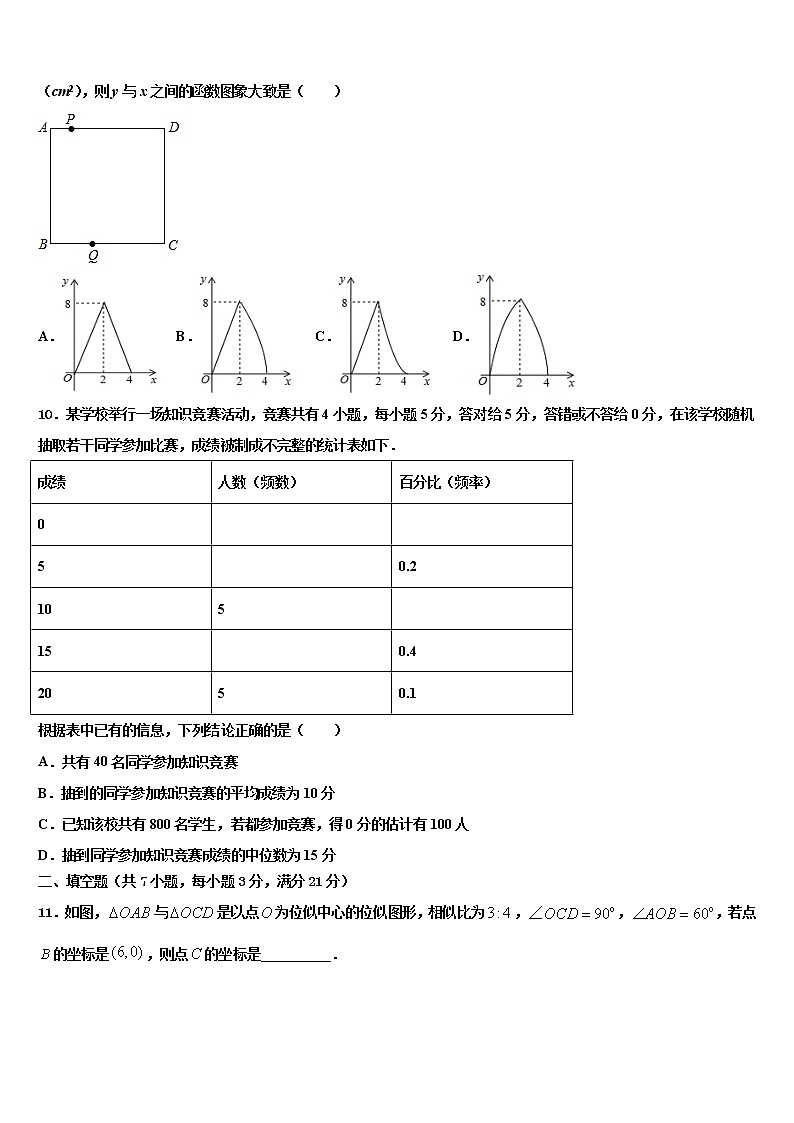 2022届浙江温州外国语学校中考冲刺卷数学试题含解析03