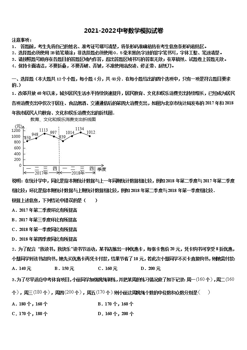 2022届重庆清化中学中考数学对点突破模拟试卷含解析01