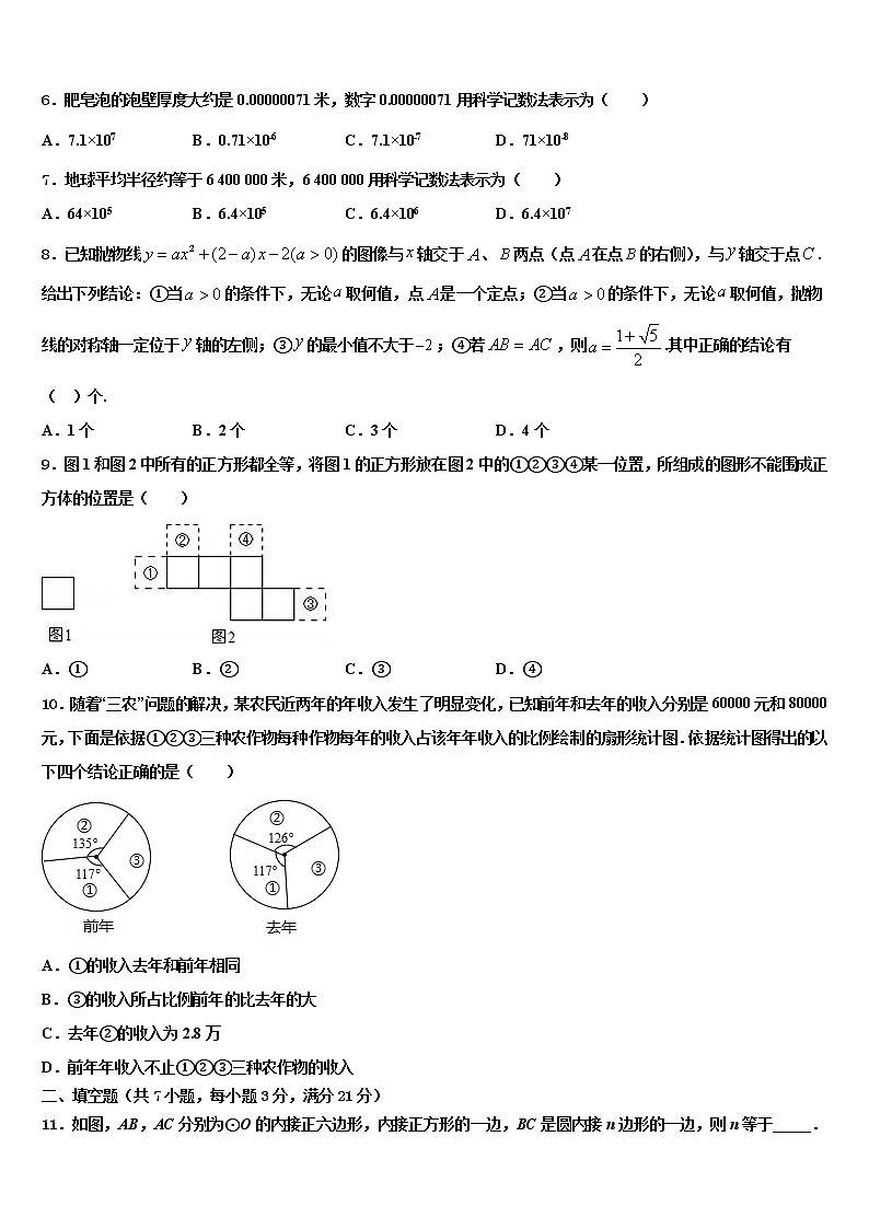 2022年安徽省阜阳市第十中学重点名校中考考前最后一卷数学试卷含解析02