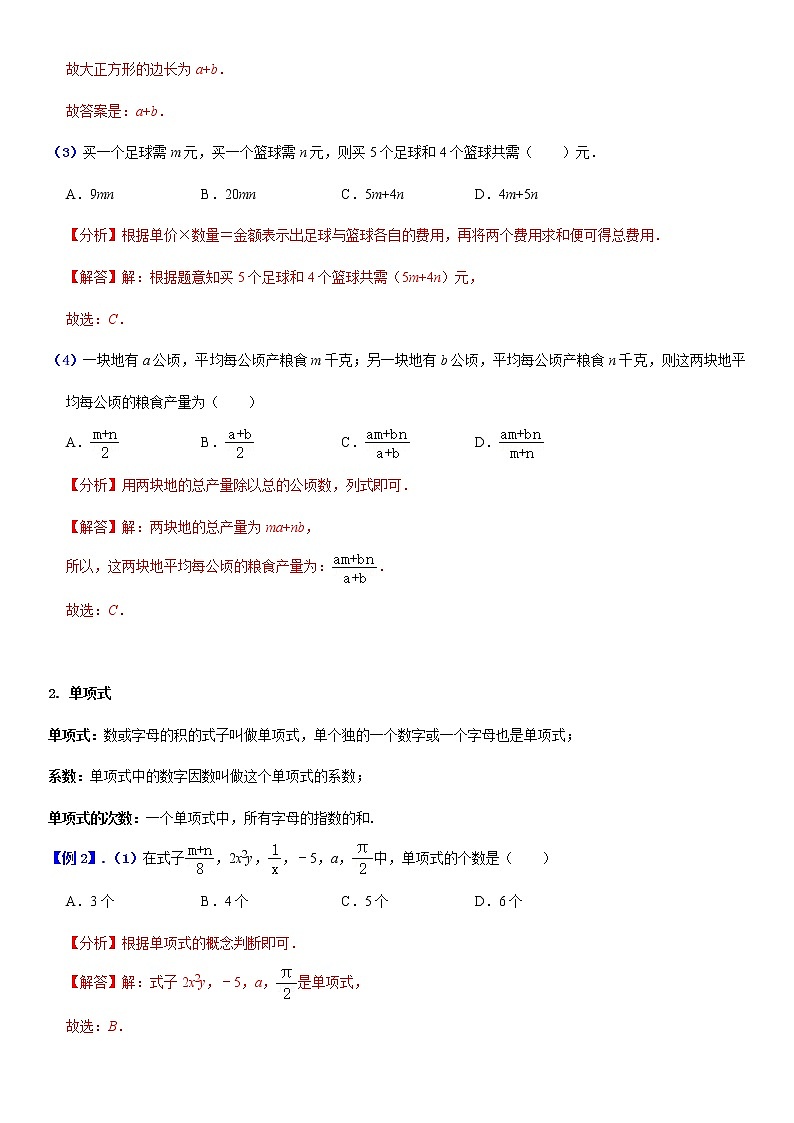 2.1 整式 (解析版）第3页