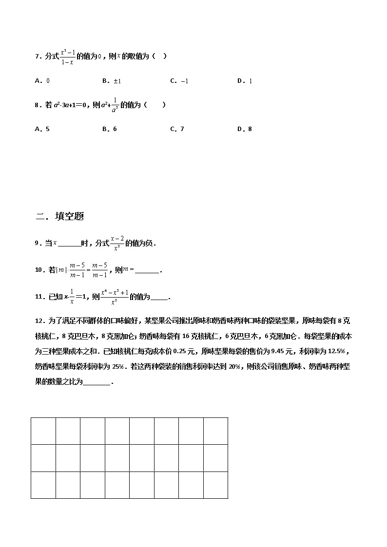 15.1.1 从分数到分式 提高卷（原卷版）第2页