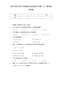 2021-2022学年广东省阳江市江城区八年级（下）期中数学试卷（含解析）