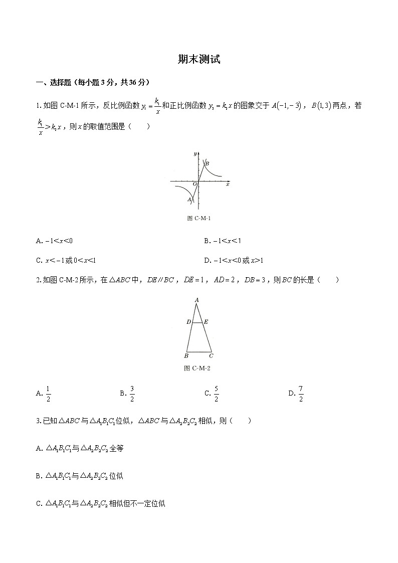 （人教版）广东茂名市2020年春九年级数学下册 期末模拟测试01(含答案)第1页