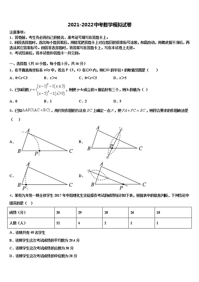 2022年北京市中学国人民大附中中考数学最后冲刺模拟试卷含解析第1页