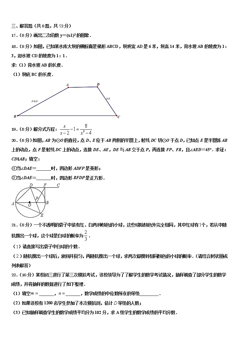 2022年甘肃省高台县中考数学押题试卷含解析第3页