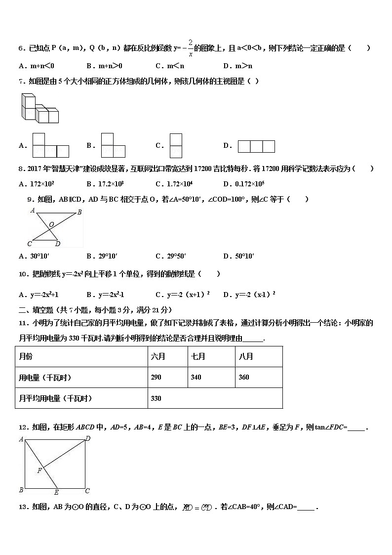 2022年甘肃省庆阳市第九中学中考数学模拟试题含解析第2页