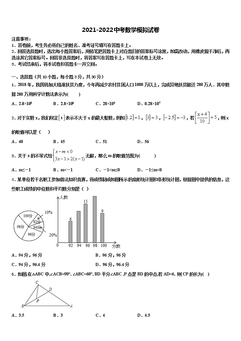 2022年广东省江门市台山市重点名校中考数学最后冲刺模拟试卷含解析第1页