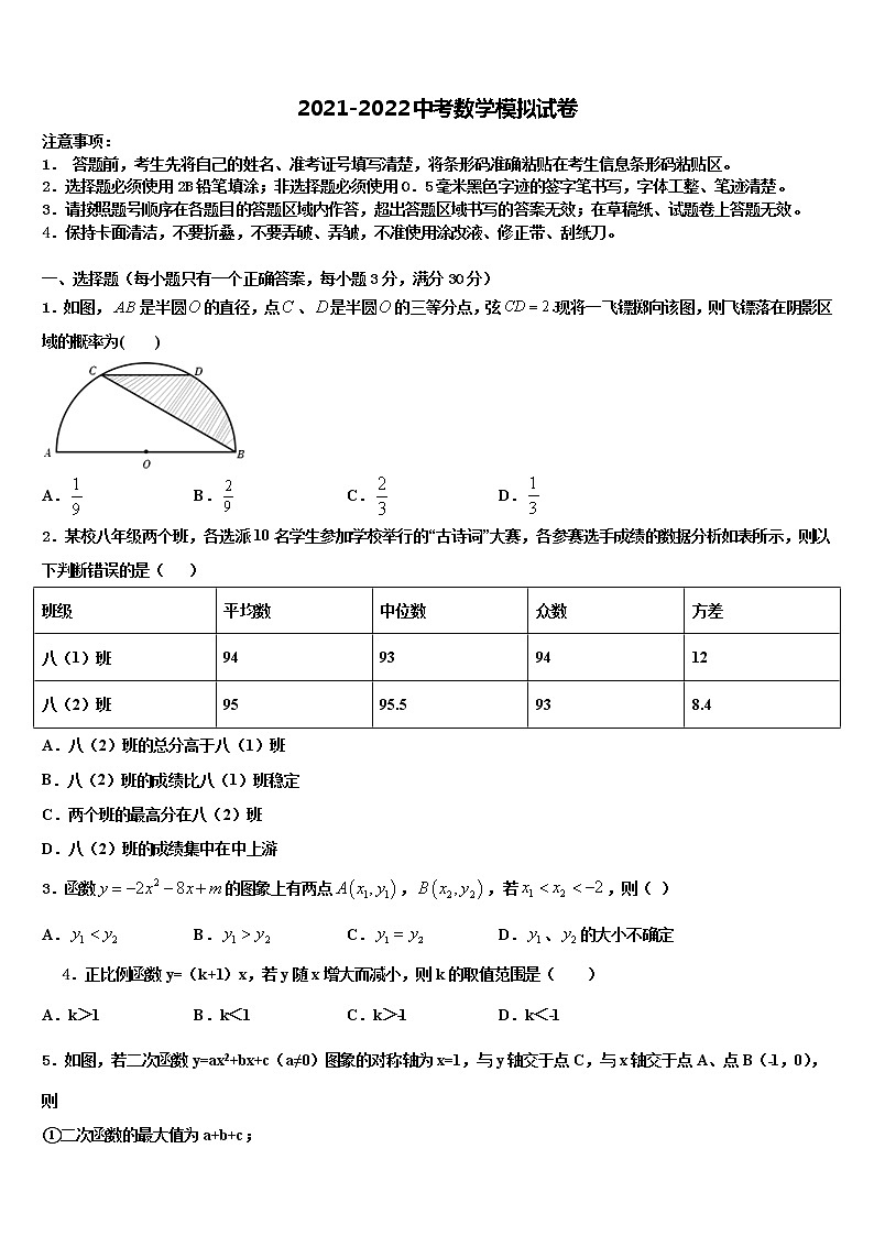 2022年广东省深圳市锦华实验学校中考适应性考试数学试题含解析第1页