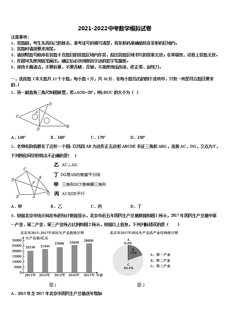 2022年湖北省宜昌市五峰土家族自治县重点达标名校中考试题猜想数学试卷含解析第1页