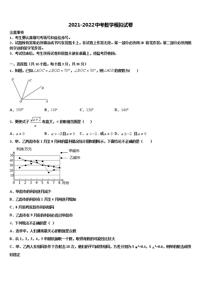 2022年湖南省邵阳市双清区第十一中学中考数学模拟精编试卷含解析01