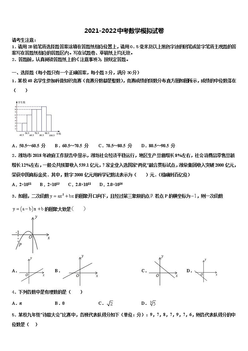 2022年安阳市重点达标名校中考数学对点突破模拟试卷含解析01