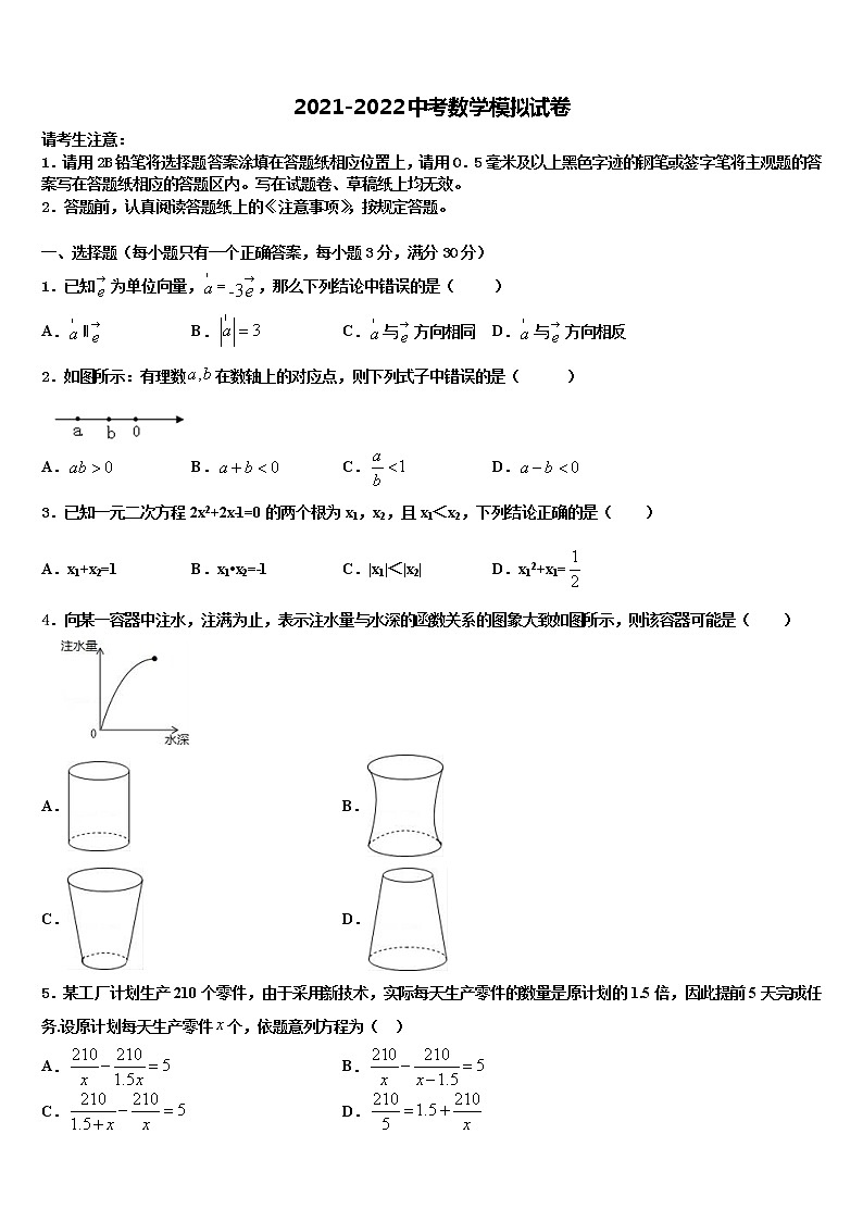 2022年安徽宣城古泉中学毕业升学考试模拟卷数学卷含解析第1页