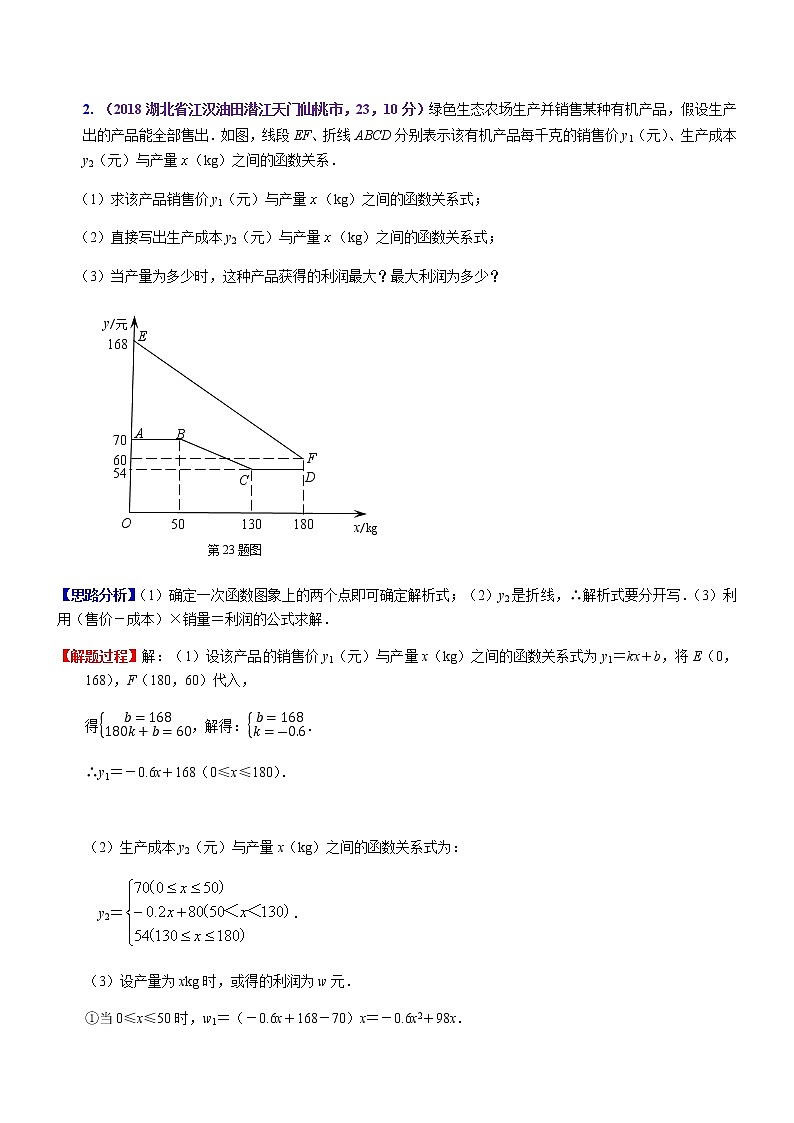 知识点21  二次函数在实际生活中应用2018--2第2页