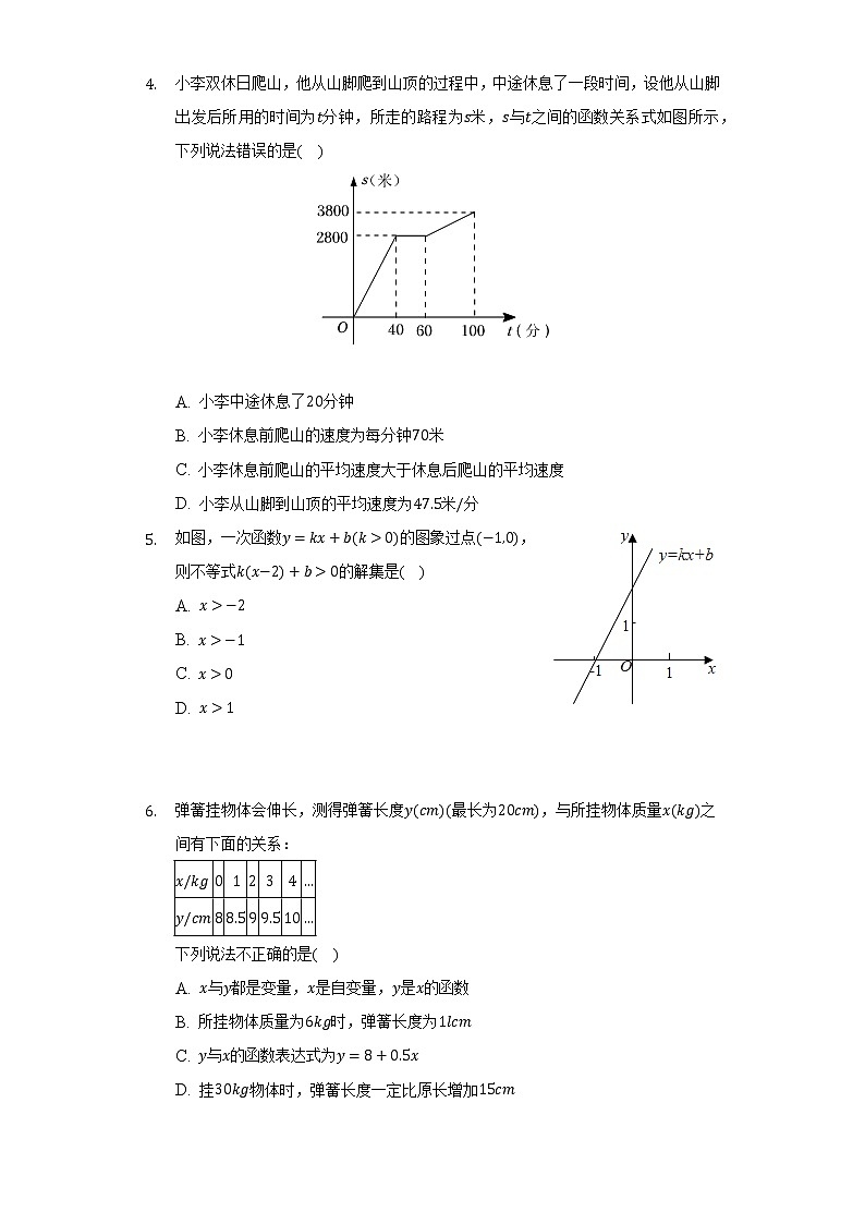 5.5一次函数的简单应用   浙教版初中数学八年级上册同步练习（含答案解析）02