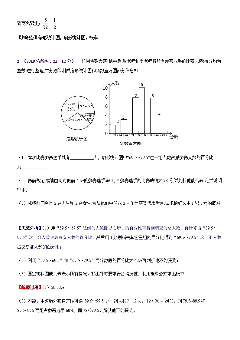 知识点44  统计与概率的综合题2018--1第2页