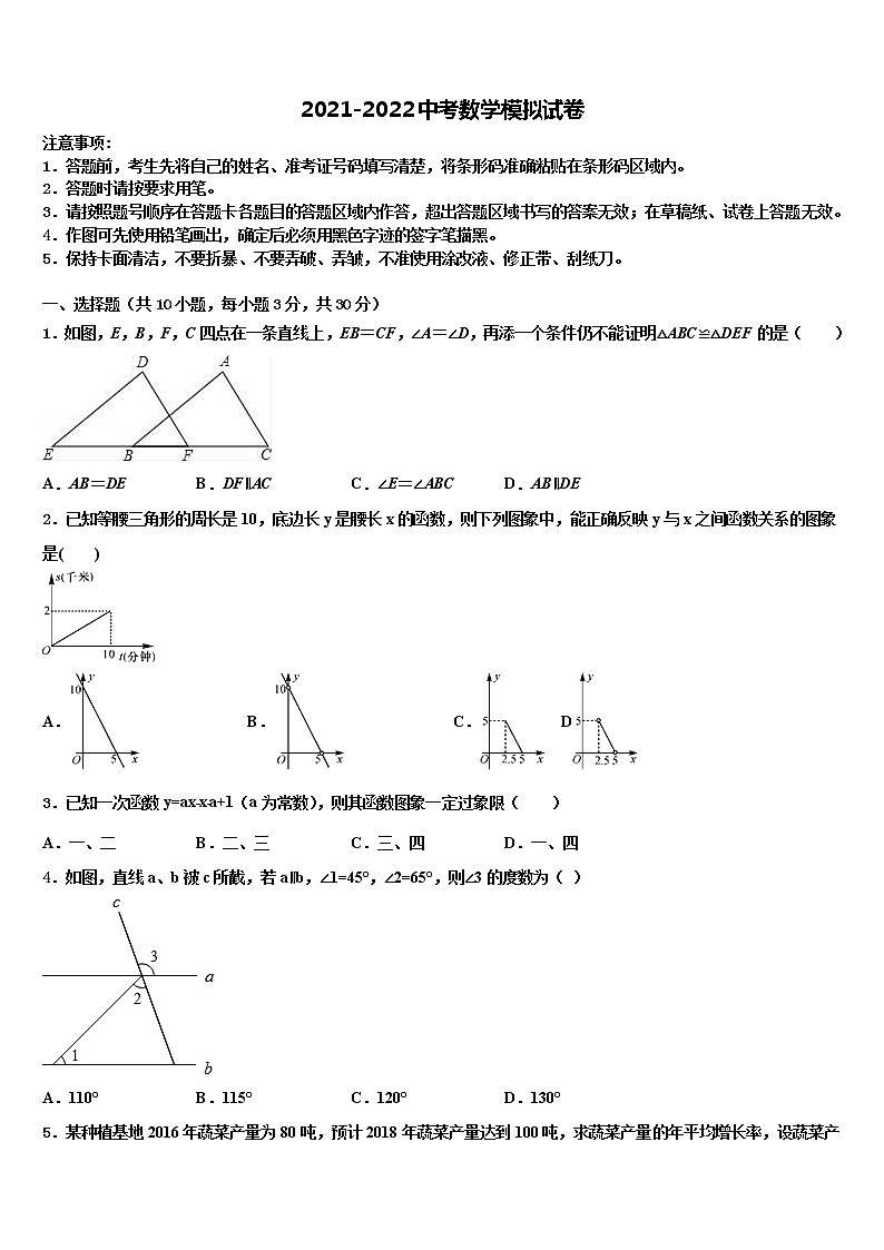 2022年吉林省长春市东北师大附中明珠学校中考数学全真模拟试题含解析01
