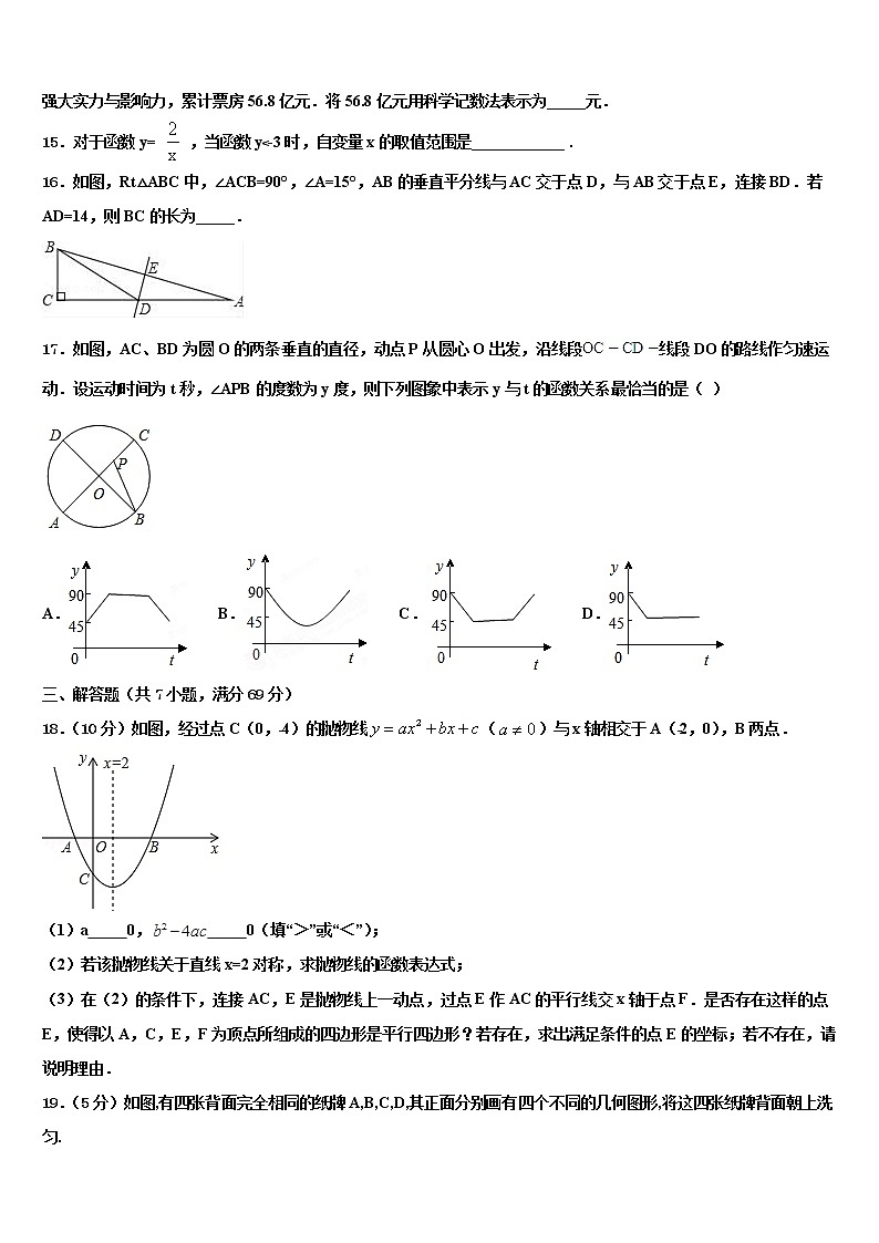 2022年吉林省吉林市舒兰市重点达标名校初中数学毕业考试模拟冲刺卷含解析第3页