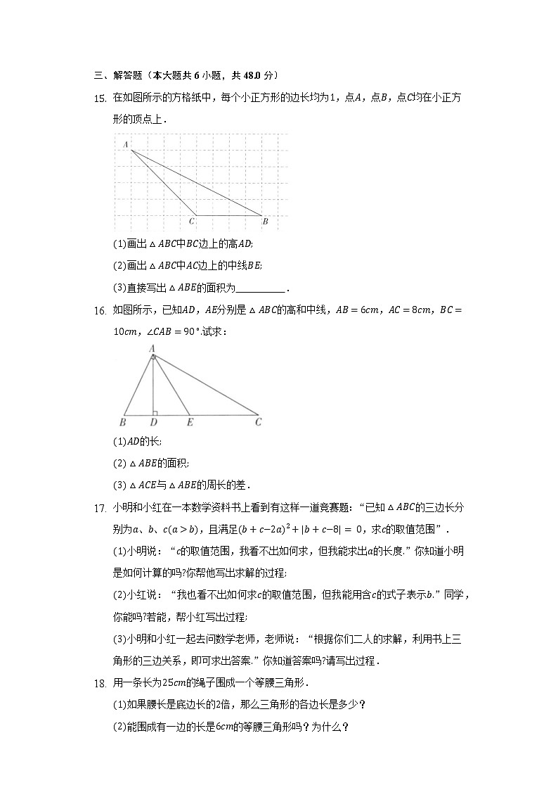 11.1与三角形有关的线段    人教版初中数学八年级上册同步练习（含答案解析）第3页