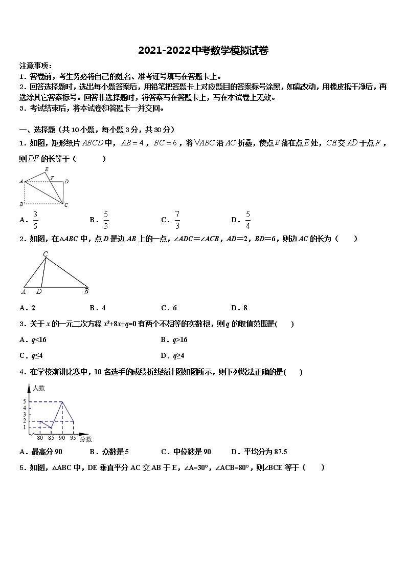 2022年江苏省苏州市苏州工业园区重点名校中考数学四模试卷含解析01